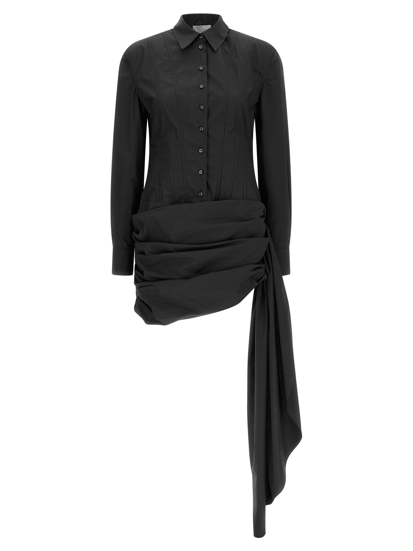 Dress by Giuseppe Di Morabito for women in cotton black features an eye catching silhouette with a sophisticated , elegant long-sleeve, and a refined short mini for a eye catching aesthetic.