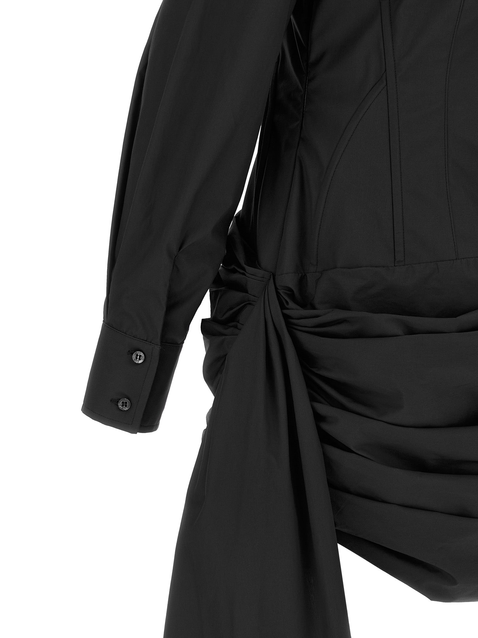 Dress by Giuseppe Di Morabito for women in cotton black showcases a striking silhouette, elegantly detailed with a , refined , and a striking short mini for a striking finish.