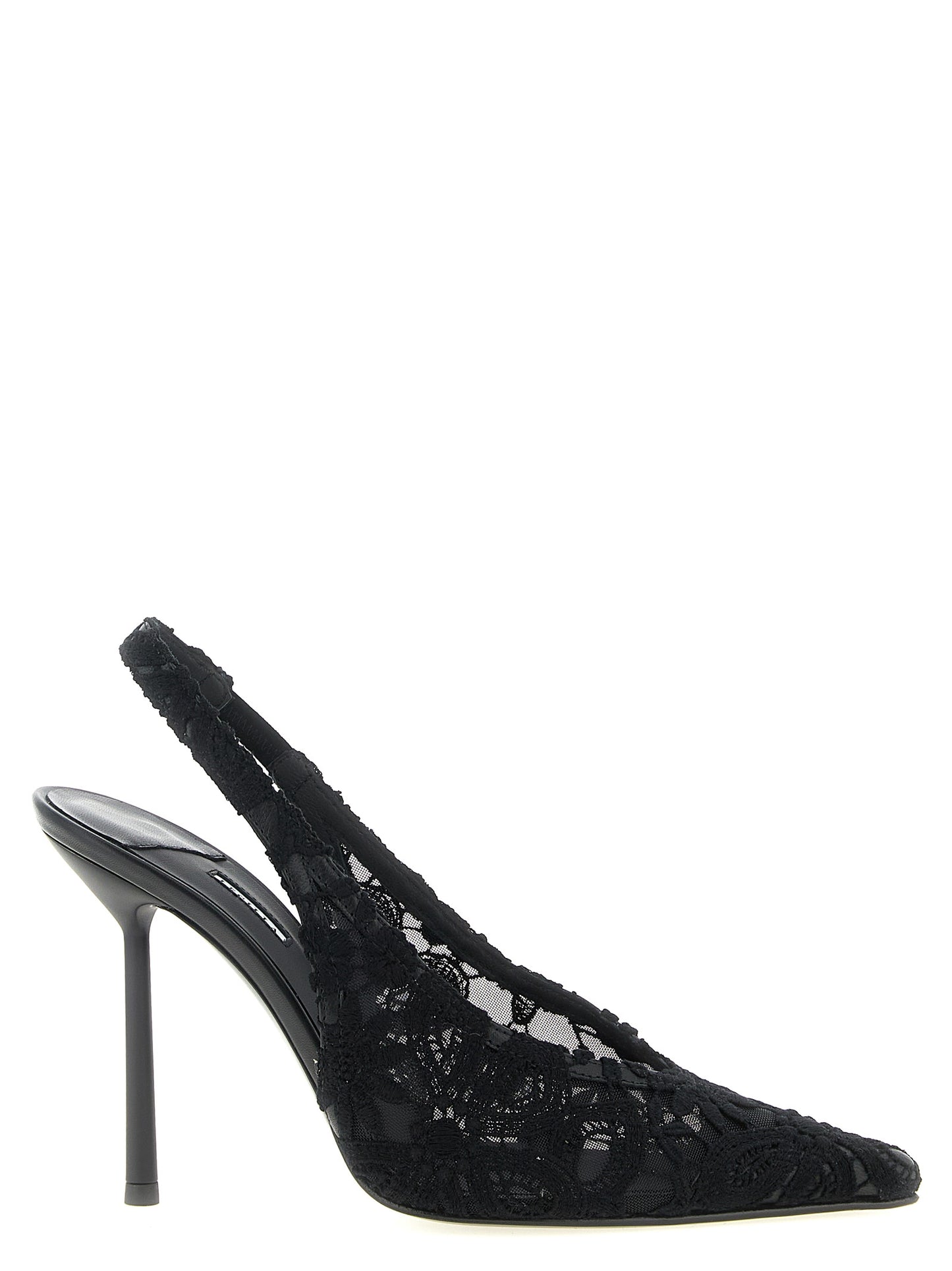High-Heel Stiletto Slingback Pumps Heels by LE SILLA for women in polyamide suede leather & cotton black & transparent showcases a exquisite silhouette, perfectly accentuating Women's Polyamide Suede Leather & Cotton High-Heel Stiletto Slingback Pumps Heels with a exquisite stiletto high-heel and exquisite .