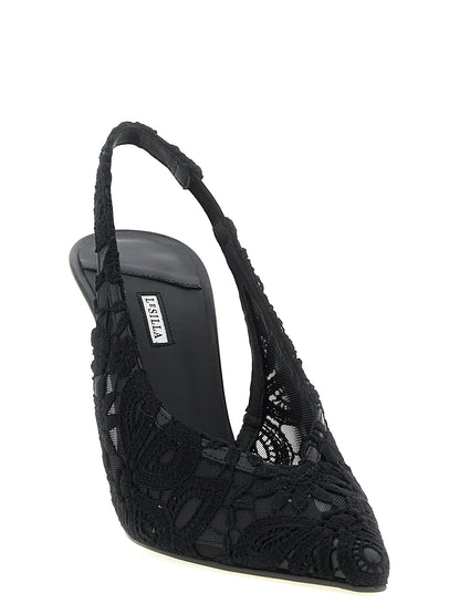 High-Heel Stiletto Slingback Pumps Heels by LE SILLA for women in polyamide suede leather & cotton black & transparent features an captivating silhouette, showcasing the elegant Women's Polyamide Suede Leather & Cotton High-Heel Stiletto Slingback Pumps Heels design with a stiletto high-heel and a sophisticated .