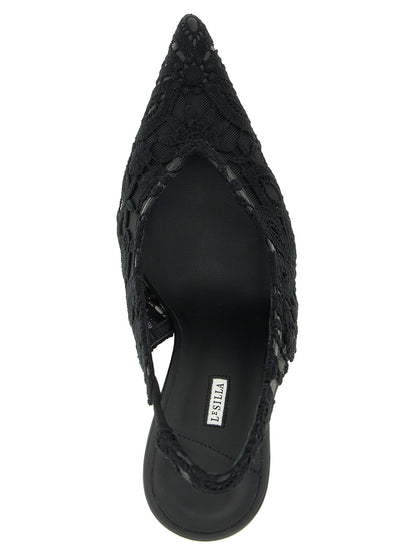 High-Heel Stiletto Slingback Pumps Heels by LE SILLA for women in polyamide suede leather & cotton black & transparent features an effortlessly chic silhouette from the Women's Polyamide Suede Leather & Cotton High-Heel Stiletto Slingback Pumps Heels collection, showcasing a stiletto high-heel and effortlessly chic for a effortlessly chic look.