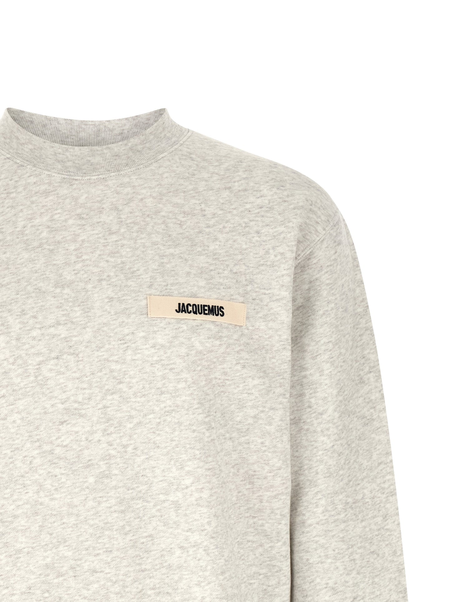 Sweatshirt by Jacquemus for men in cotton gray showcases a slouchy chic silhouette, artfully detailed with a slouchy chic crew neckline and for a slouchy chic finish.