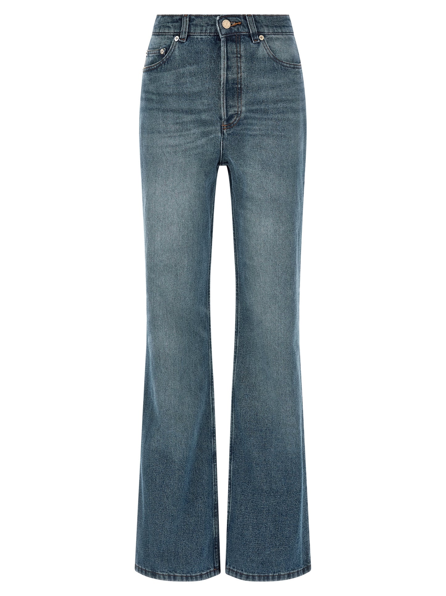 Jeans by A.P.C. for women in denim cotton blue features an sartorial flared and long with a high rise cut for a sartorial finish.