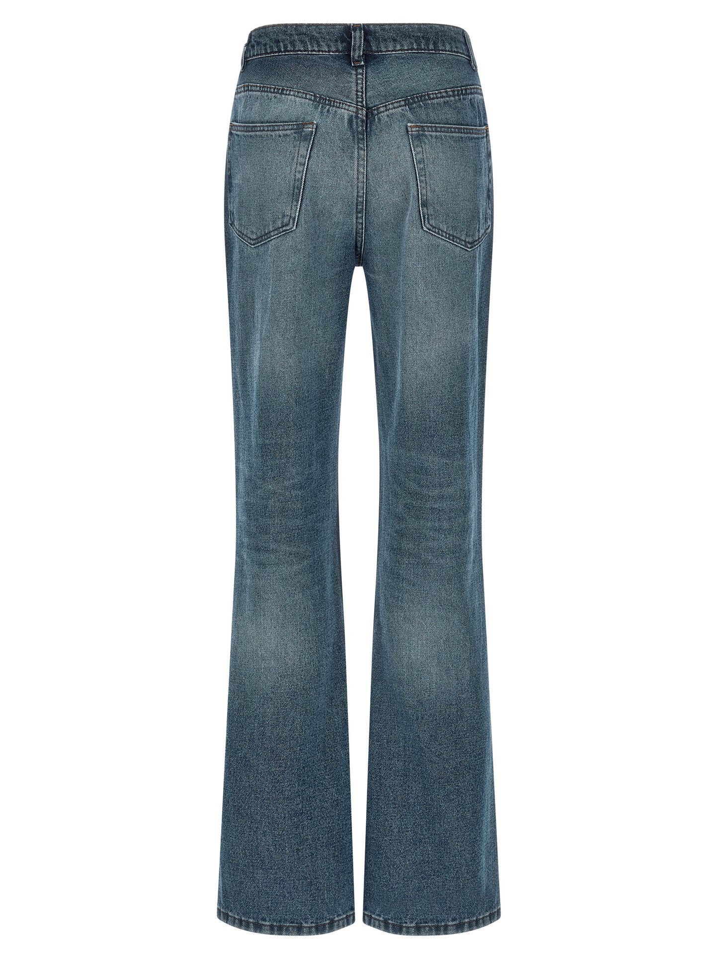 Jeans by A.P.C. for women in denim cotton blue presents a refined pantology silhouette, artfully defined by a refined pantology flared, long, and a sophisticated high rise.