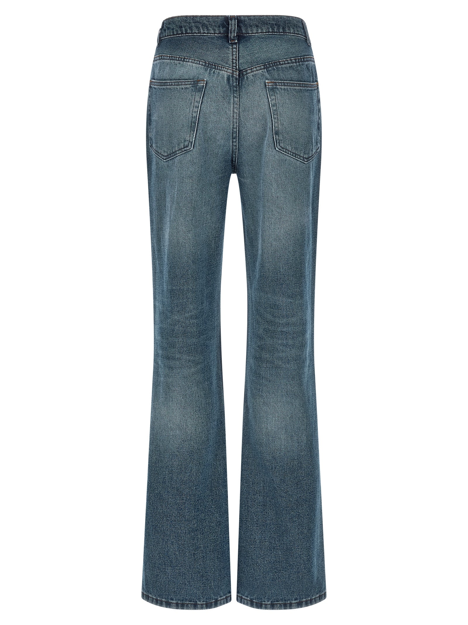Jeans by A.P.C. for women in denim cotton blue presents a refined pantology silhouette, artfully defined by a refined pantology flared, long, and a sophisticated high rise.