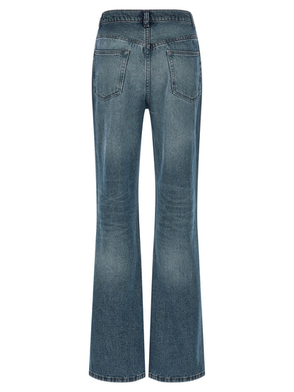 Jeans by A.P.C. for women in denim cotton blue presents a refined pantology silhouette, artfully defined by a refined pantology flared, long, and a sophisticated high rise.