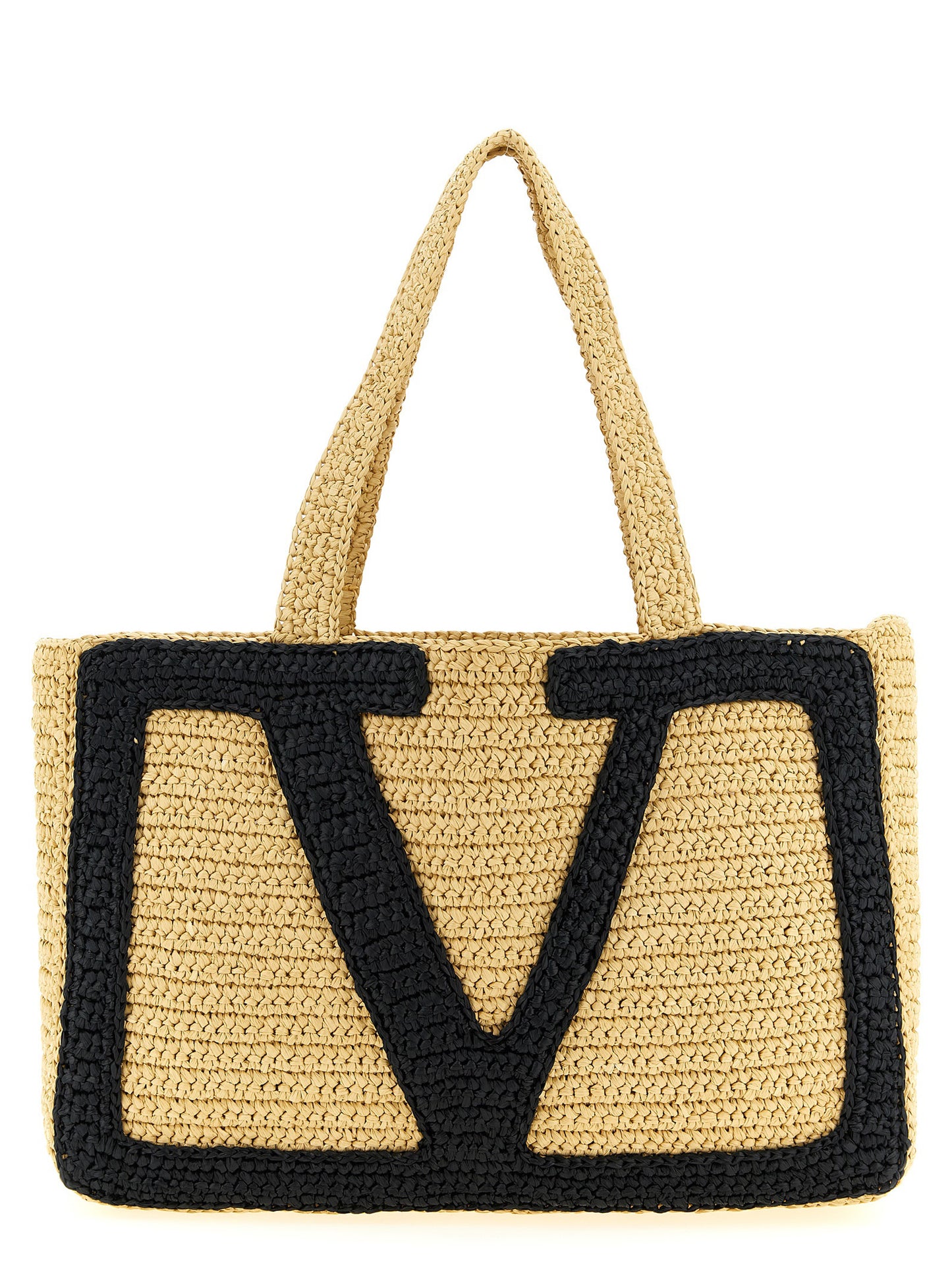 Large Shopper Tote Bag by Valentino Garavani for women in polyester polyurethane python leather black & signature features an jet-set-ready silhouette, showcasing the Crochet Viva Superstar V Logo Polyester Polyurethane Python Leather Large Shopper Tote Bag design with a secure , ample , and versatile handle.