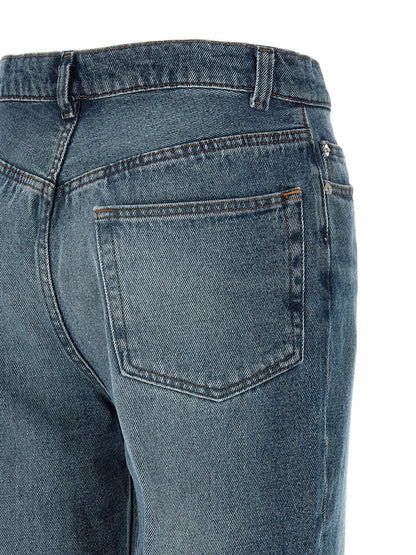 Jeans by A.P.C. for women in denim cotton blue features an refined tailoring silhouette, showcasing a premium flared with a high rise and long cut for a refined tailoring look.