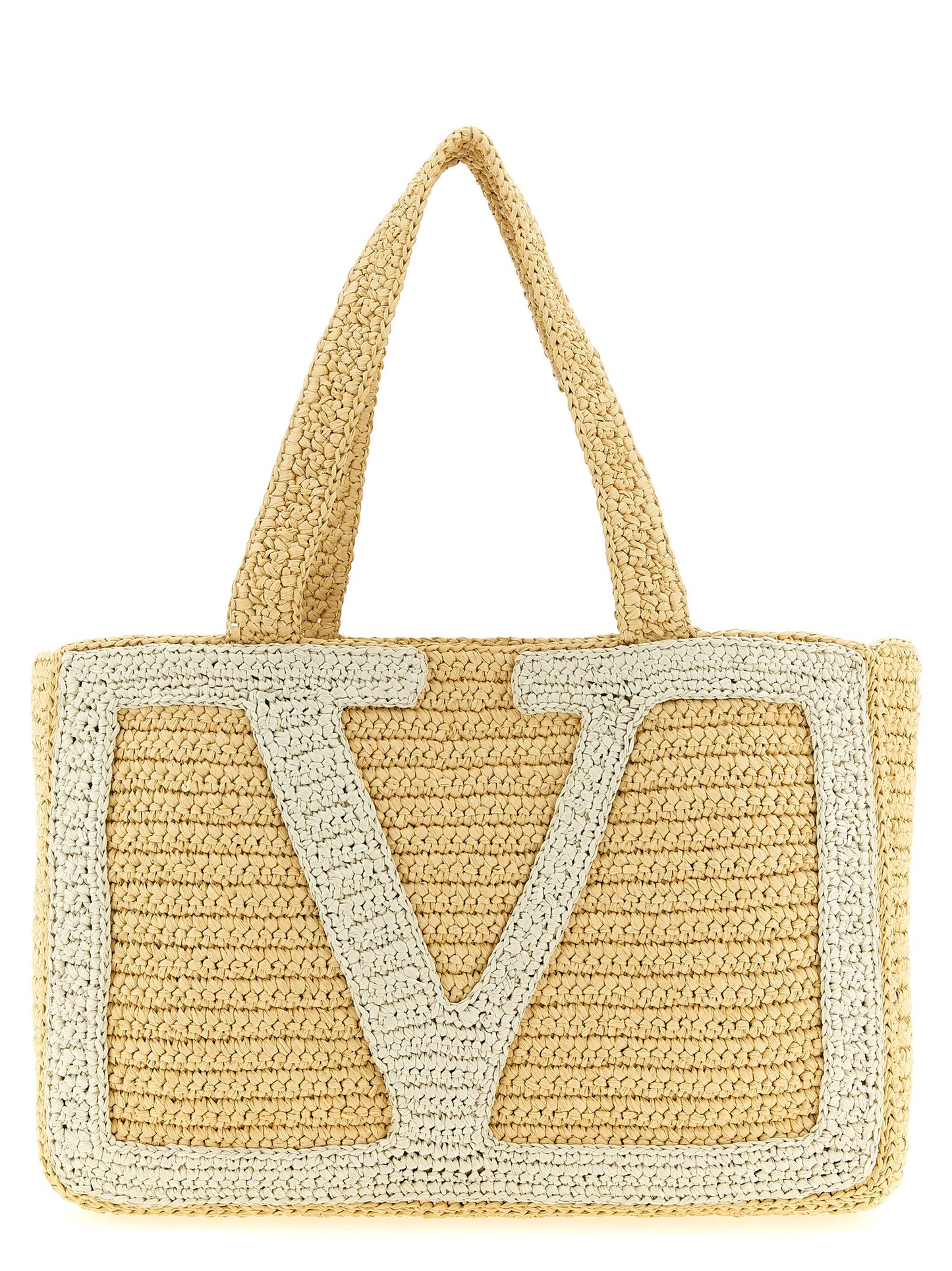 This Shopper Tote Bag by Valentino Garavani for women in raffia polyester polyurethane python leather white & signature features an on trend Viva Superstar V Logo Raffia Polyester Polyurethane Python Leather Shopper Tote Bag design with a secure , ample , and on trend handle.