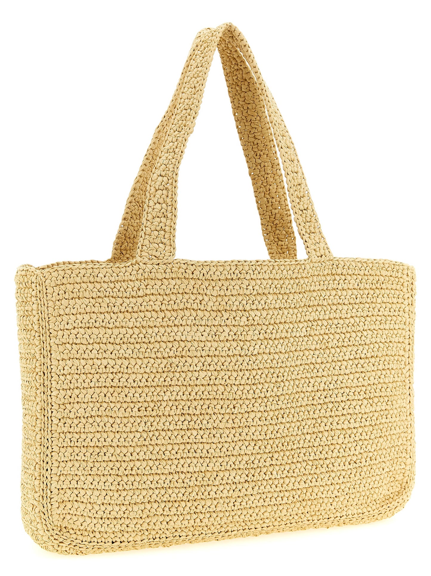 Shopper Tote Bag by Valentino Garavani for women in raffia polyester polyurethane python leather white & signature showcases a urban-chic Viva Superstar V Logo Raffia Polyester Polyurethane Python Leather Shopper Tote Bag design, featuring a secure , ample , and versatile handle for a urban-chic finish.