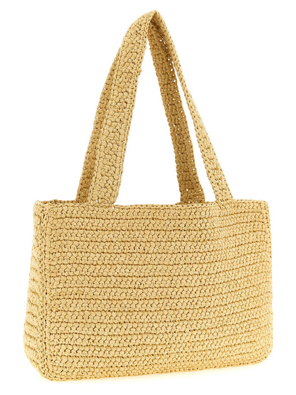 Medium Shopper Tote Bag by Valentino Garavani for women in raffia polyester polyurethane python leather beige & signature features a distinguished Crochet Viva Superstar V Logo Raffia Polyester Polyurethane Python Leather Medium Shopper Tote Bag design, complete with a secure , ample , and versatile handle for a distinguished look.