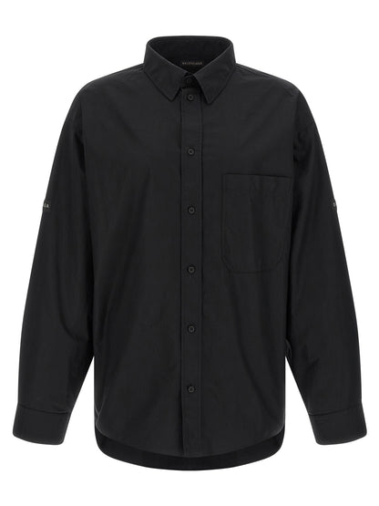 Blouse by Balenciaga for men in cotton black & signature features an polished silhouette, showcasing a sophisticated and detail for a truly polished finish.
