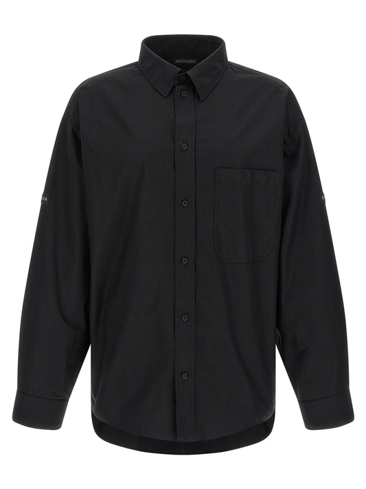 Blouse by Balenciaga for men in cotton black & signature features an polished silhouette, showcasing a sophisticated and detail for a truly polished finish.