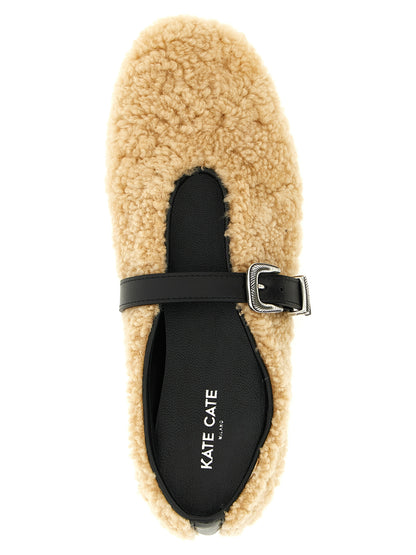 Ballet Flat Shoes by KATE CATE for women in calfskin leather beige features an statuesque silhouette from the Kate Women's Calfskin Leather Ballet Flat Shoes collection, showcasing a and a statuesque almond toe style for a statuesque look.