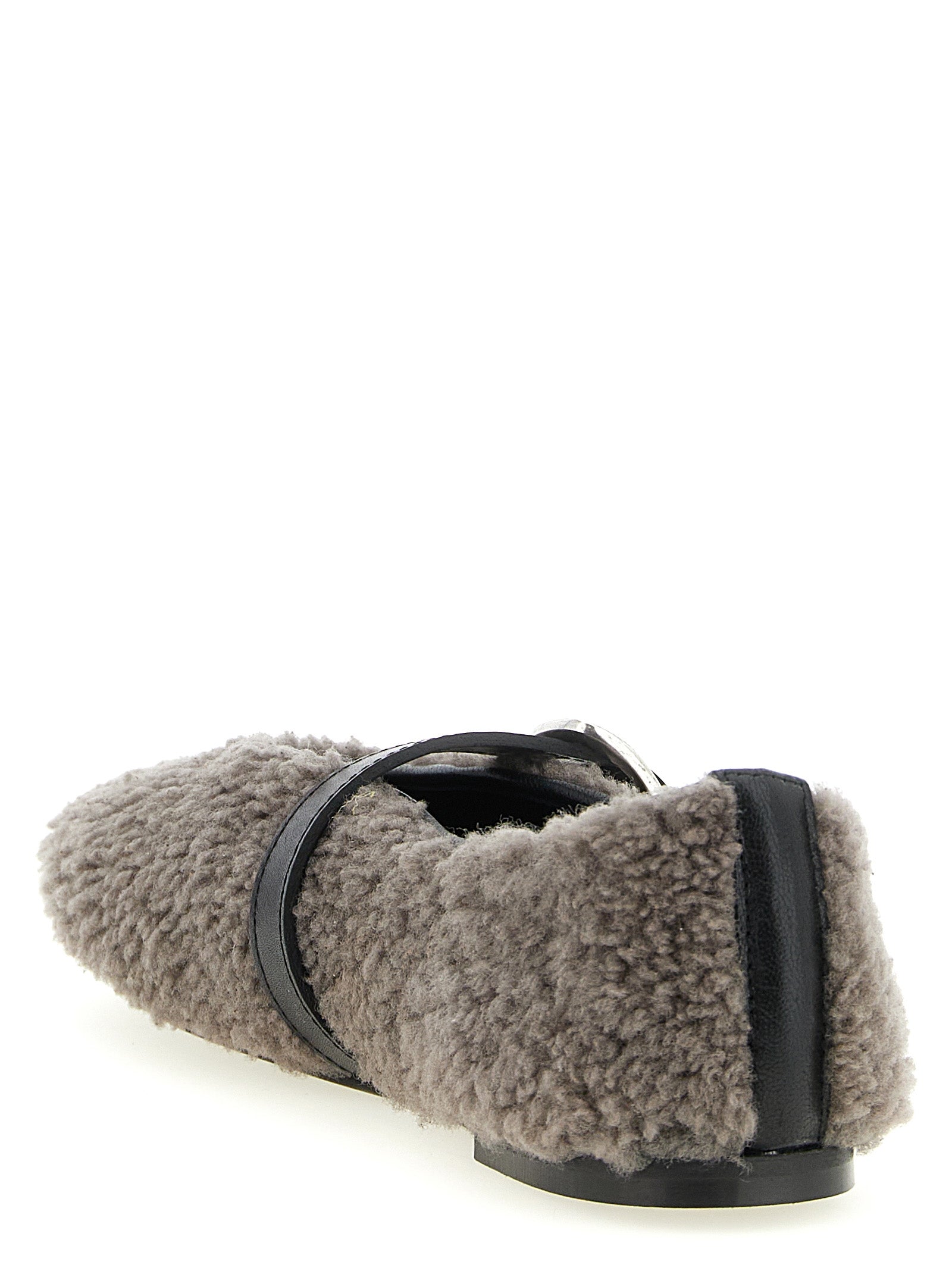 Ballet Flat Shoes by KATE CATE for women in plush bos taurus calfskin leather gray showcases a dynamic silhouette, artfully capturing Kate Women's Plush Bos Taurus Calfskin Leather Ballet Flat Shoes through its distinctive and elegant almond toe style.