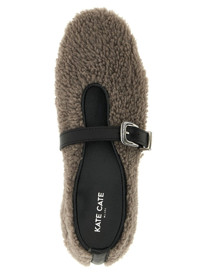 Ballet Flat Shoes by KATE CATE for women in plush bos taurus calfskin leather gray presents a effortless chic silhouette, showcasing the Kate Women's Plush Bos Taurus Calfskin Leather Ballet Flat Shoes design with a effortless chic and almond toe style for a sophisticated look.