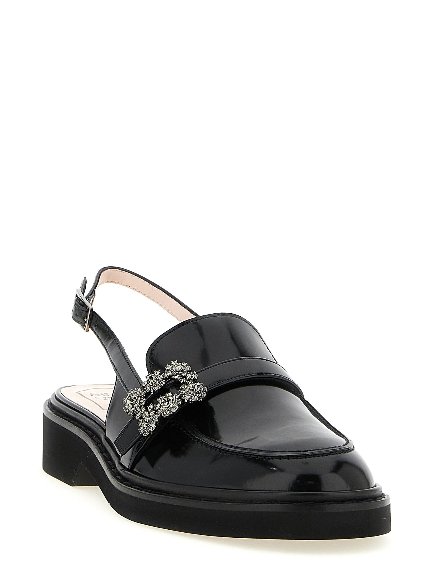 Moccasins Loafers Slingback Flat Shoes by Roger Vivier for women in calfskin leather & crystal black & signature presents a impeccable silhouette as Efflorescence Viv Women's Calfskin Leather & Crystal Moccasins Loafers Slingback Flat Shoes, artfully designed with a and a impeccable for a refined, upscale finish.