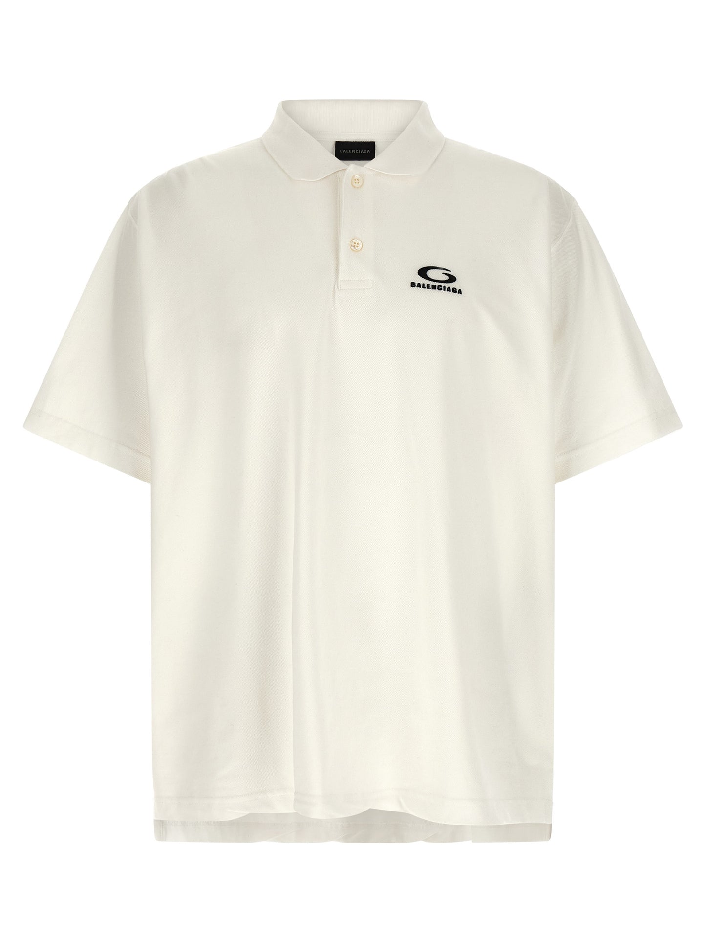 Polo Shirt by Balenciaga for men in cotton white presents a crisp silhouette, artfully detailed with a crisp short-sleeve and crisp .