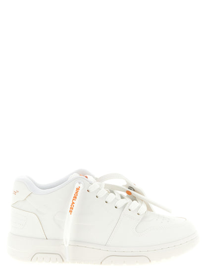 Athletic Sneakers by Off-White for women in tu polyester orange, white & signature presents a sleek silhouette, perfectly capturing the athletic style essence of Women's Athletic TU Polyester Sneakers with its sleek design and premium finish.