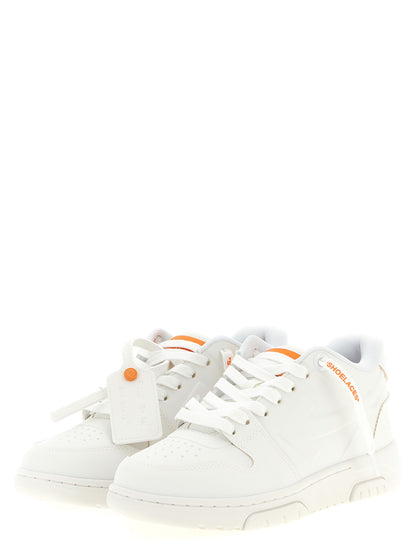Athletic Sneakers by Off-White for women in tu polyester orange, white & signature showcases a architectural silhouette, artfully capturing the essence of the Women's Athletic TU Polyester Sneakers with its signature architectural athletic style construction.