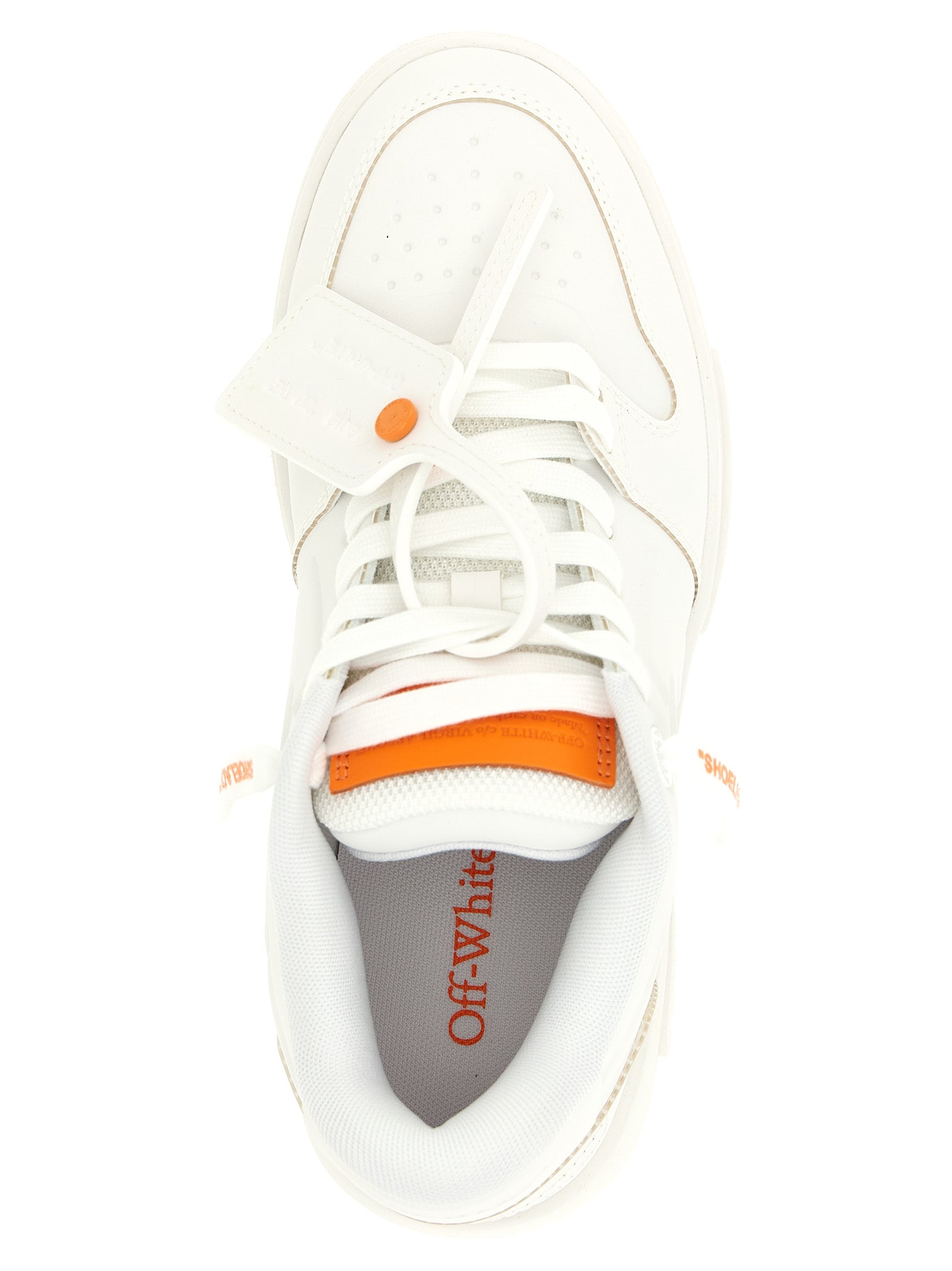 Athletic Sneakers by Off-White for women in tu polyester orange, white & signature features an effortless chic silhouette, showcasing the signature athletic style of the Women's Athletic TU Polyester Sneakers collection with a truly effortless chic finish.