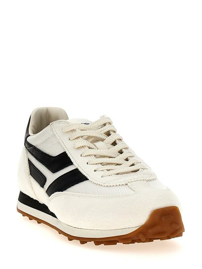 Athletic Sneakers by Tom Ford for men in suede calf leather & polyester bicolour, black & white features an exquisite silhouette, showcasing the premium athletic style of the Men's Athletic Suede Calf Leather & Polyester Sneakers with an exquisite finish.