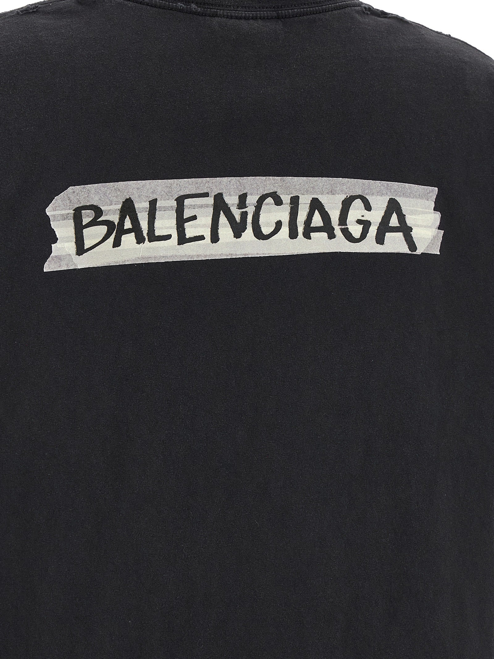 T-Shirt by Balenciaga for women in cotton black & print features an on trend silhouette, perfectly showcasing a on trend and for an elevated aesthetic.