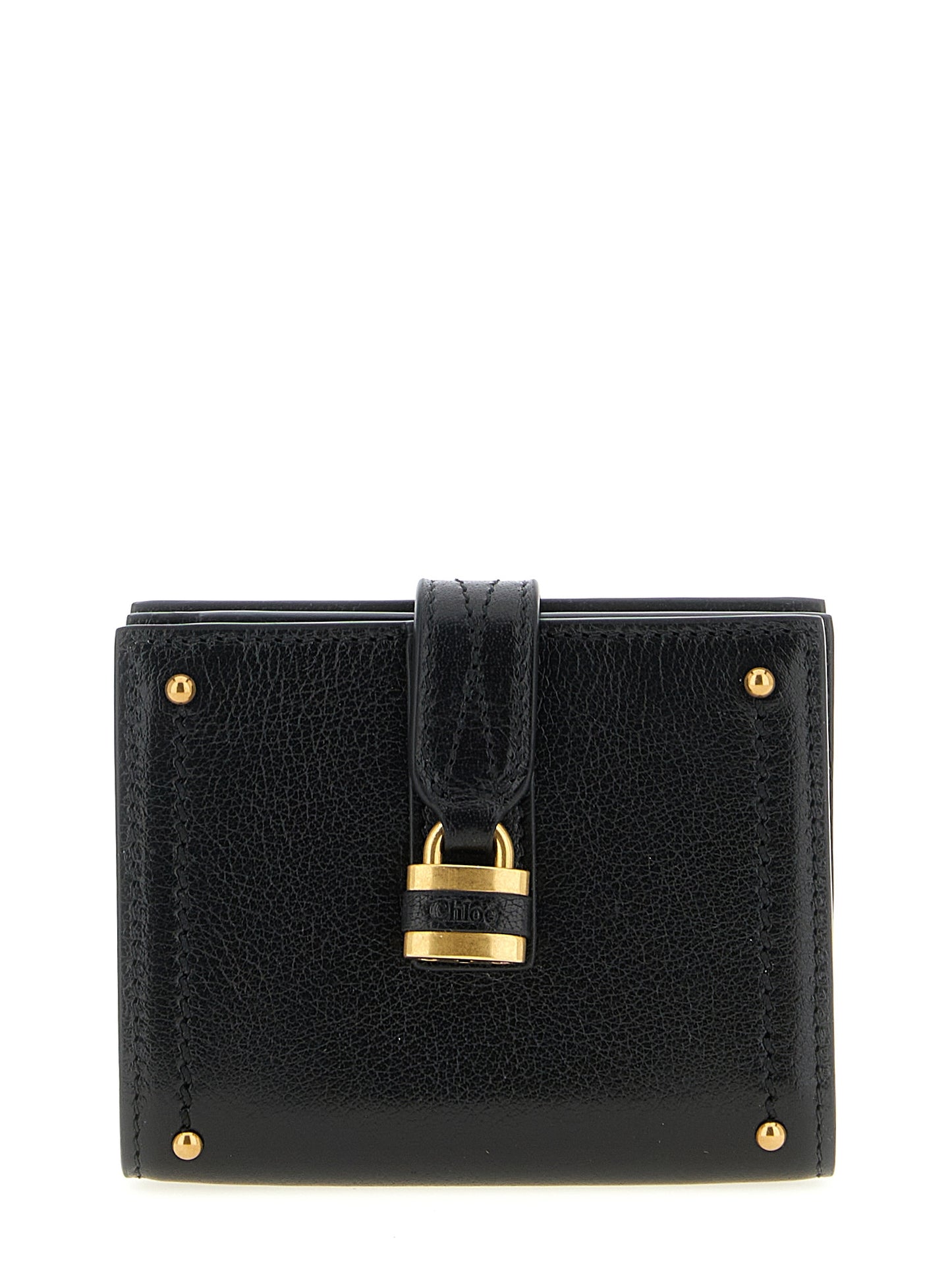 Cardholder Card Case by Chloé for women in brass & buffalo leather black & gold features a polished Paddington Brass & Buffalo Leather Cardholder Card Case design with polished card-organization eco-friendly.