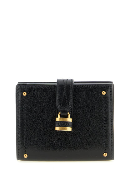Cardholder Card Case by Chloé for women in brass & buffalo leather black & gold features a polished Paddington Brass & Buffalo Leather Cardholder Card Case design with polished card-organization eco-friendly.