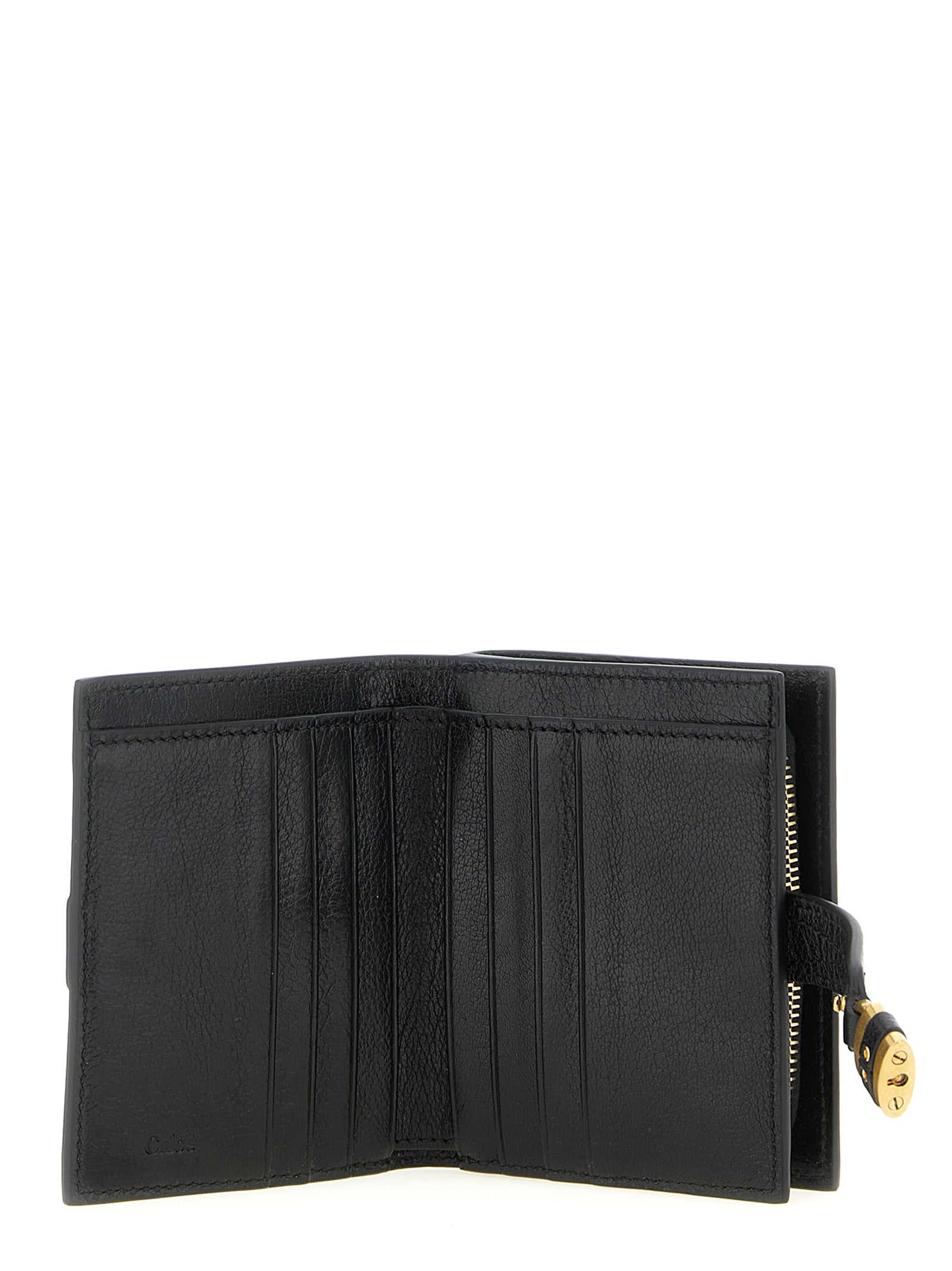 Cardholder Card Case by Chloé for women in brass & buffalo leather black & gold features an dynamic silhouette from the Paddington Brass & Buffalo Leather Cardholder Card Case collection, highlighting dynamic card-organization eco-friendly for a premium and sophisticated look.