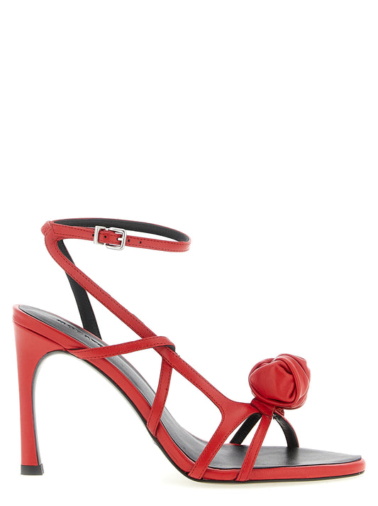 Stiletto Ankle Strap Sandals by ROTATE BIRGER CHRISTENSEN for women in calfskin leather multicolor & red showcases a sculptural silhouette as Women's Calfskin Leather Stiletto Ankle Strap Sandals, defined by a sculptural stiletto and sculptural for a sculptural look.
