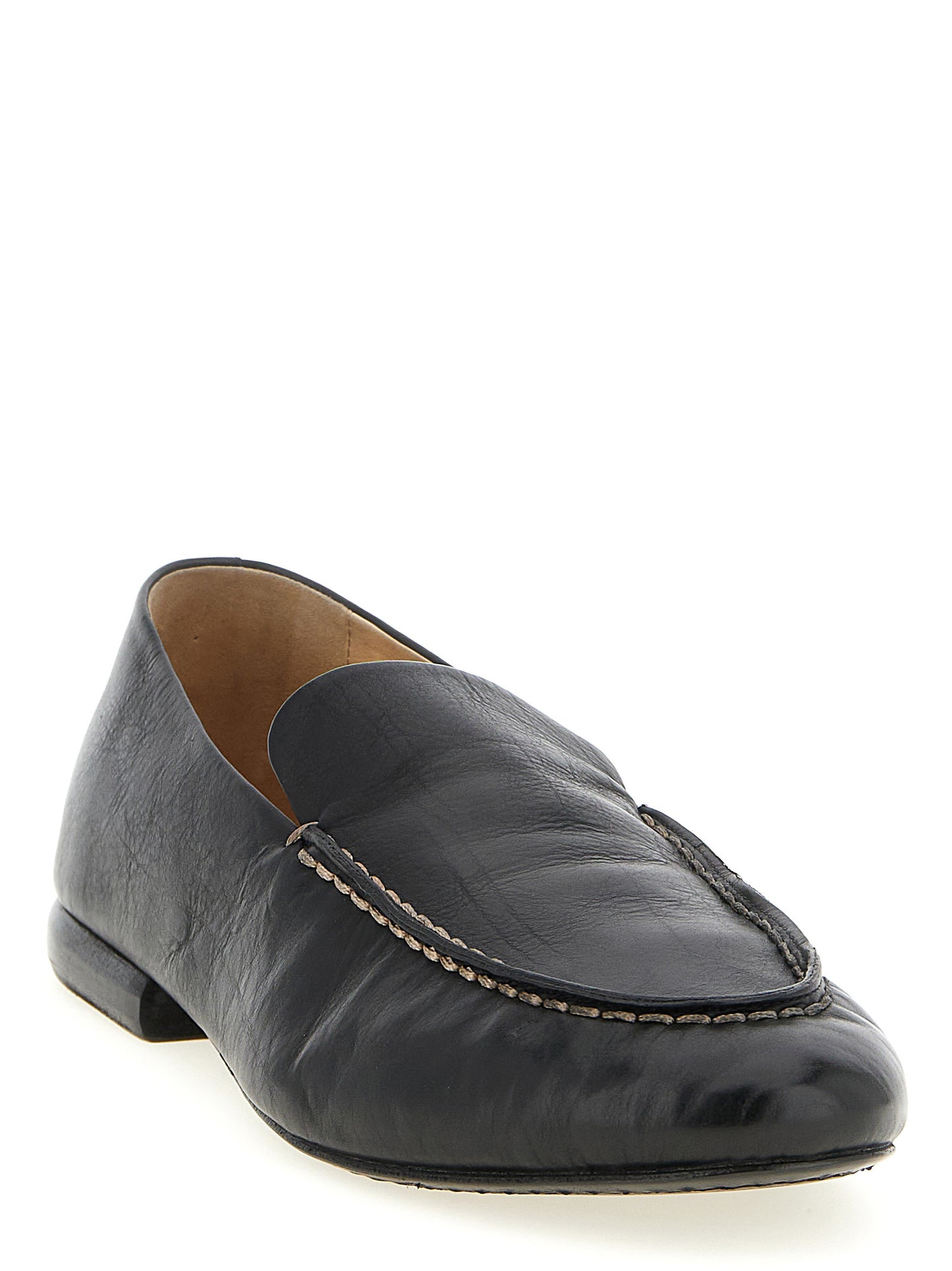 Loafer Slip-On Shoes by Marsell for men in calfskin leather black showcases a impeccable silhouette as Men's Calfskin Leather Loafer Slip-On Shoes, artfully designed with a impeccable and refined for a impeccable finish.