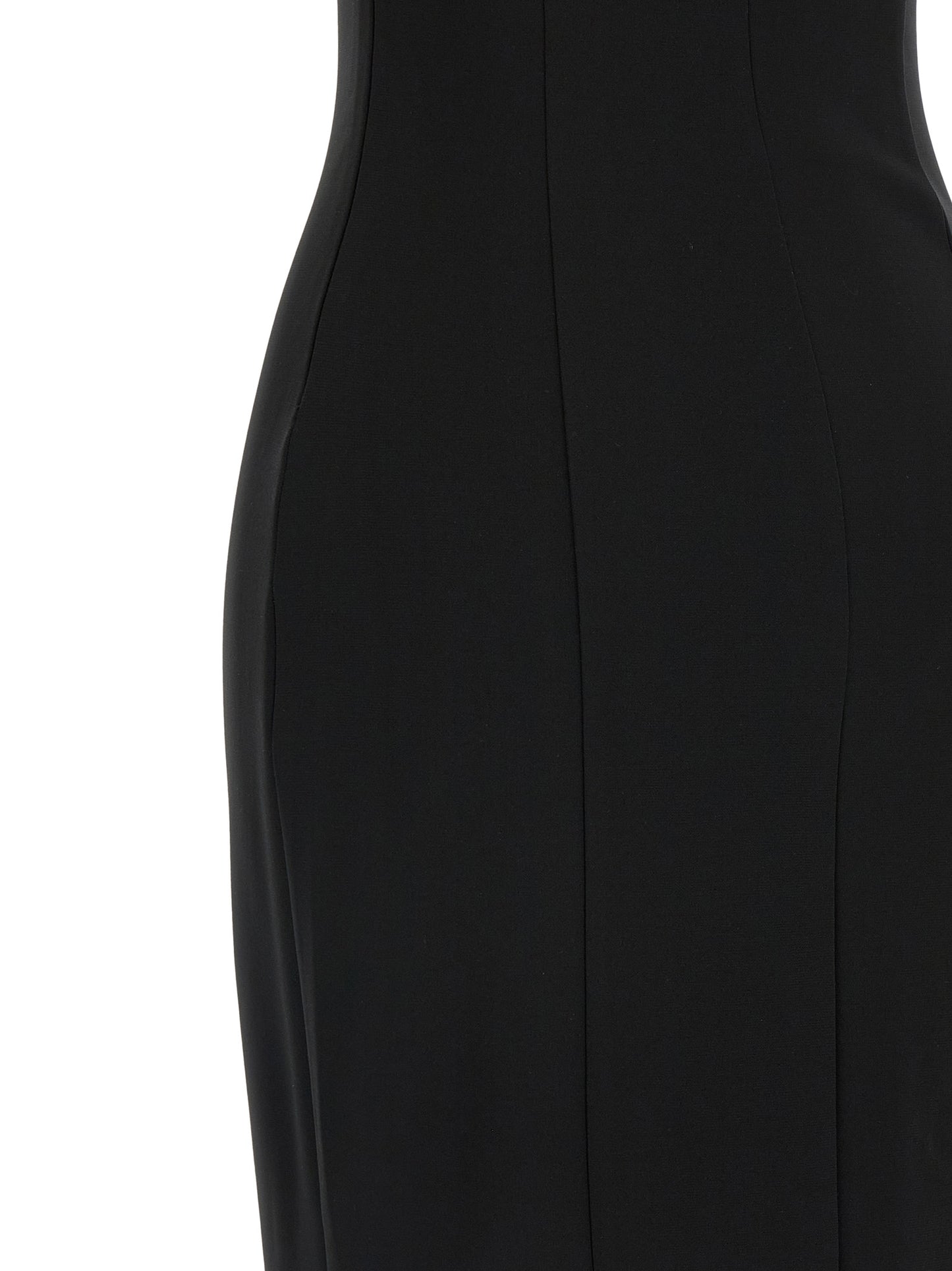 Dress by Nensi Dojaka for women in stretch viscose black & transparent presents a sinuous silhouette, showcasing a sophisticated and detailed with a sinuous maxi long for a refined finish.