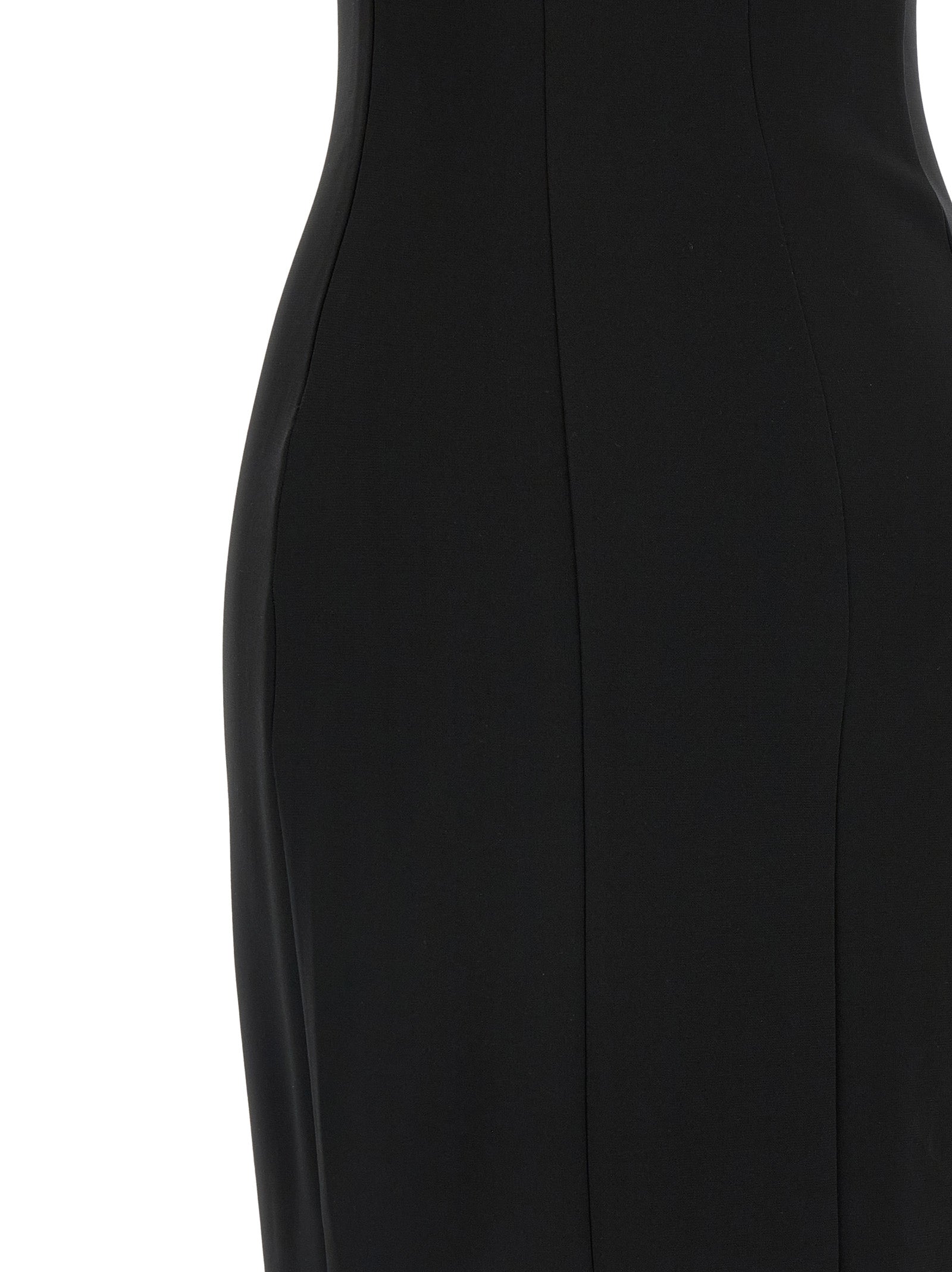 Dress by Nensi Dojaka for women in stretch viscose black & transparent presents a sinuous silhouette, showcasing a sophisticated and detailed with a sinuous maxi long for a refined finish.