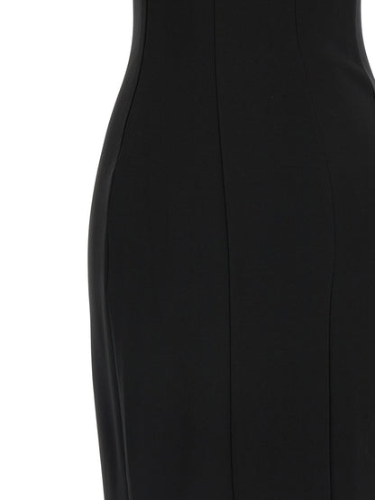 Dress by Nensi Dojaka for women in stretch viscose black & transparent presents a sinuous silhouette, showcasing a sophisticated and detailed with a sinuous maxi long for a refined finish.