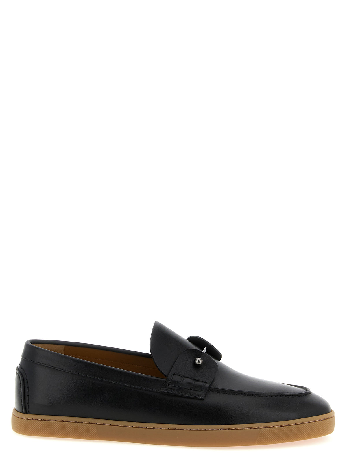Christian Louboutin Men's Calfskin Leather Loafer Slip-On Lace-Up Shoes - Black