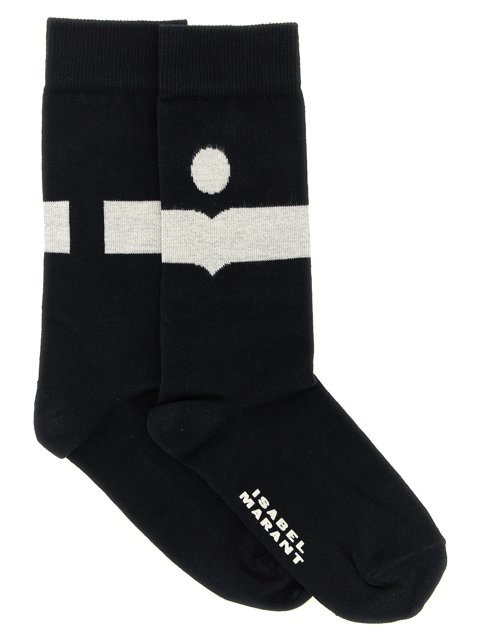 Socks by Isabel Marant for women in stretch polyamide cotton black & signature features a snug silhouette, artfully capturing the essence of the snug Women's Stretch Polyamide Cotton Socks design for a sophisticated look.
