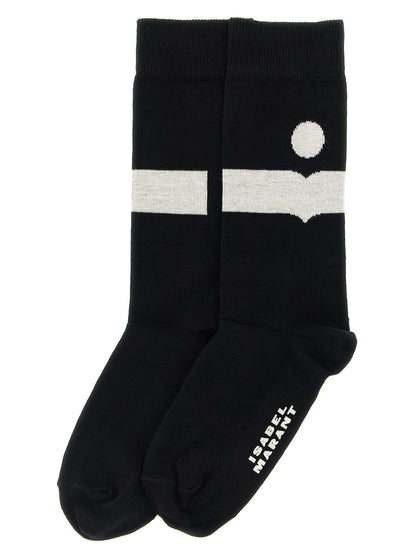 Socks by Isabel Marant for women in stretch polyamide cotton black & signature features an utilitarian chic finish from the Women's Stretch Polyamide Cotton Socks collection, offering an utilitarian chic fit that ensures sophisticated comfort.