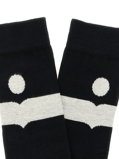 Socks by Isabel Marant for women in stretch polyamide cotton black & signature features an stylish silhouette, showcasing the stylish design of this Women's Stretch Polyamide Cotton Socks with a stylish finish.