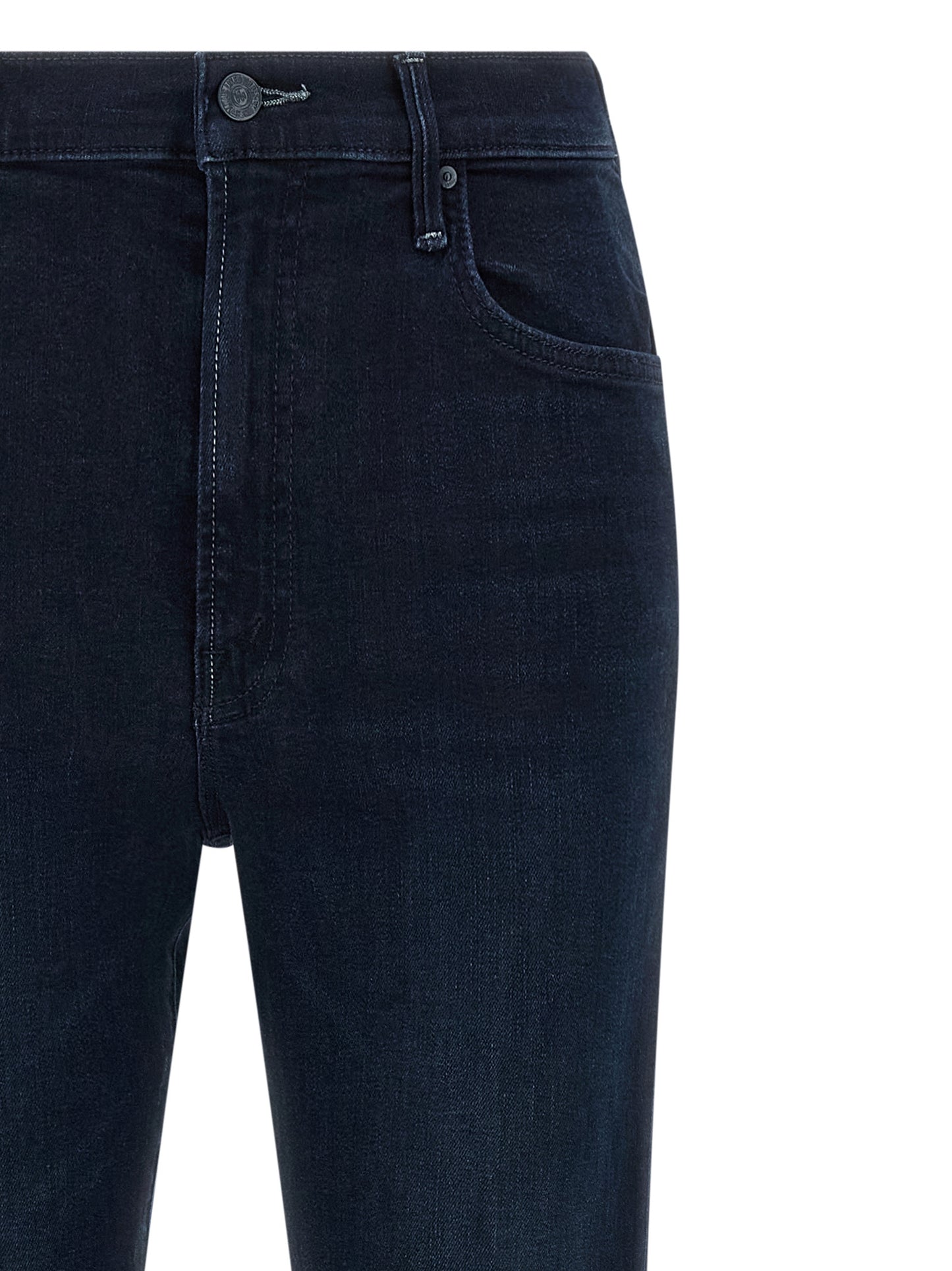 Jeans by Mother Denim for women in stretch denim cotton polyester blue features a refined silhouette with a refined flared, defined by a mid rise and a refined long for a refined finish.