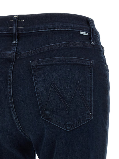 Jeans by Mother Denim for women in stretch denim cotton polyester blue features an sophisticated mid rise and flared with a precise long, creating a sophisticated and sophisticated silhouette.