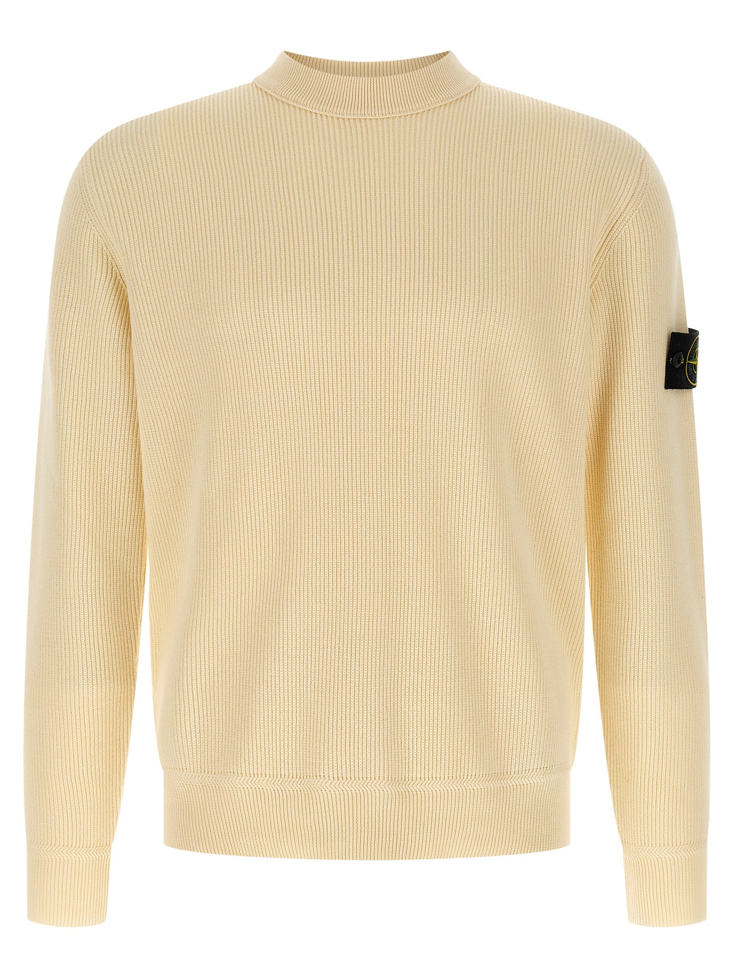 Cardigan by Stone Island for men in organic cotton beige presents a textural silhouette, artfully finished with a textural and for a sophisticated, textural look.