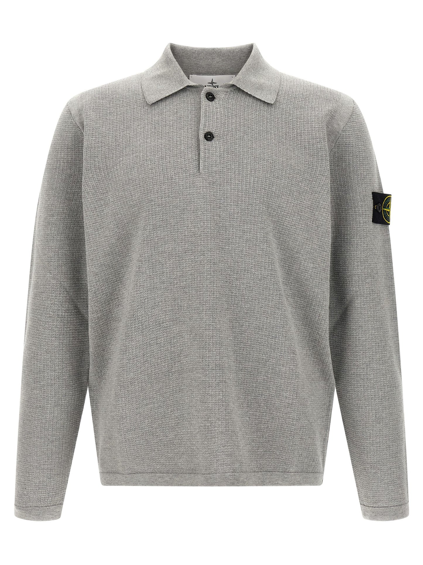 Polo Shirt by Stone Island for men in organic cotton gray & signature presents a sleek silhouette, featuring a refined and for a sleek finish.