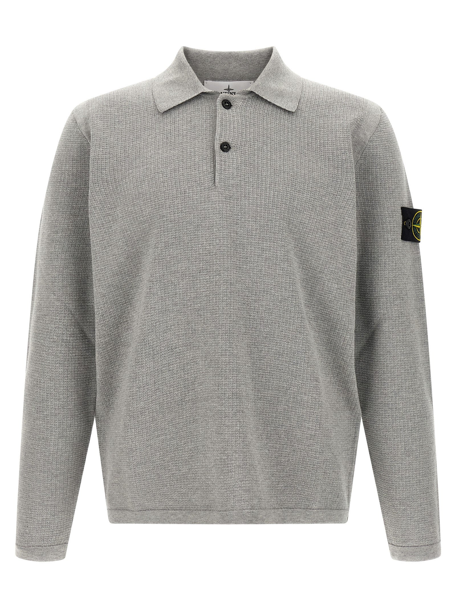 Polo Shirt by Stone Island for men in organic cotton gray & signature presents a sleek silhouette, featuring a refined and for a sleek finish.