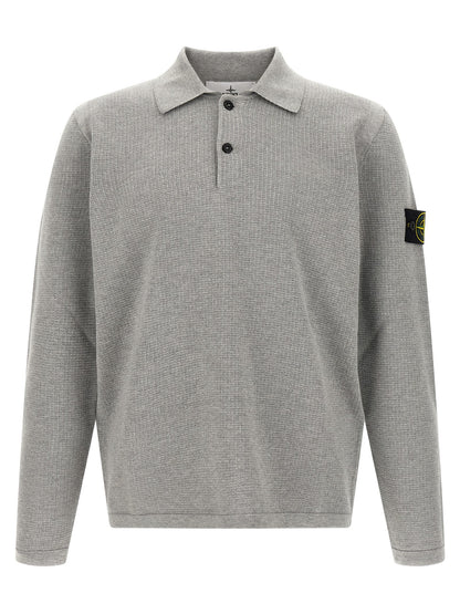 Polo Shirt by Stone Island for men in organic cotton gray & signature presents a sleek silhouette, featuring a refined and for a sleek finish.