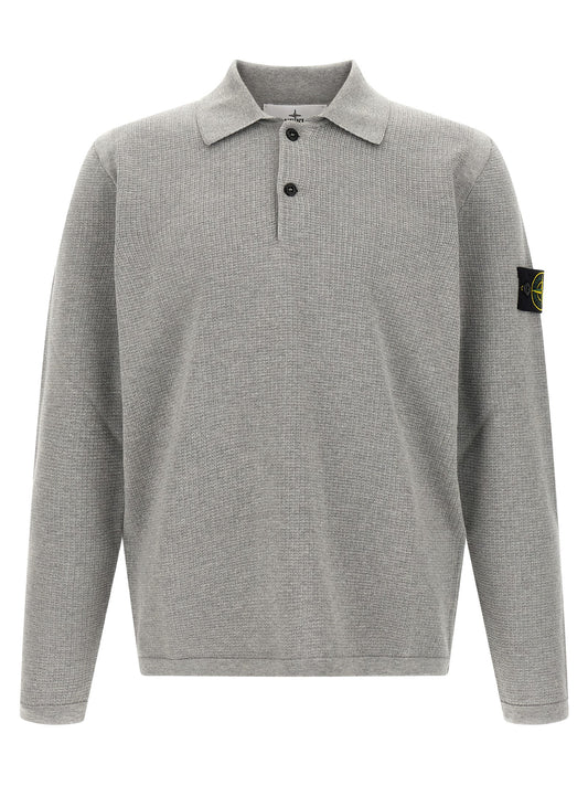 Polo Shirt by Stone Island for men in organic cotton gray & signature presents a sleek silhouette, featuring a refined and for a sleek finish.