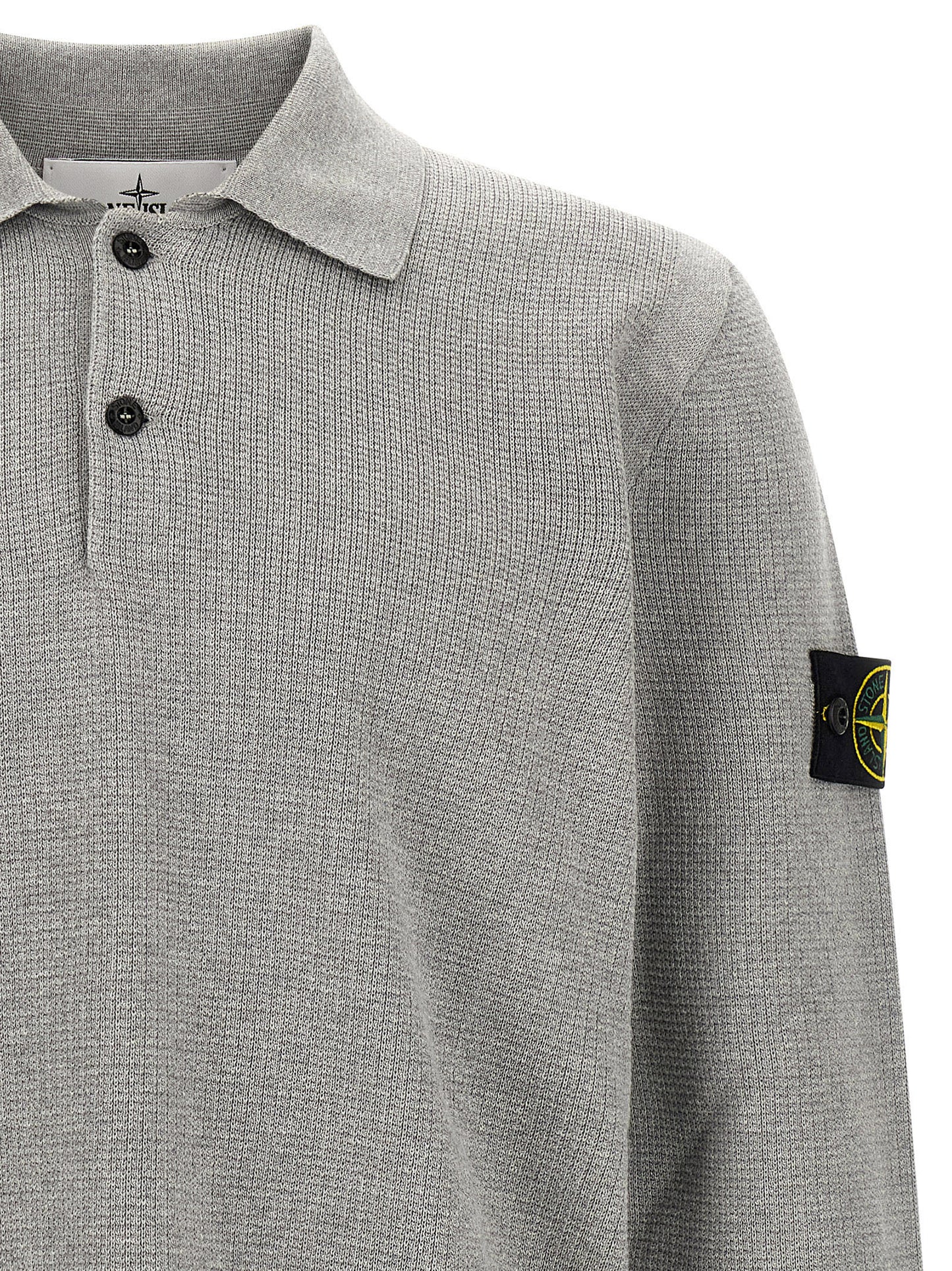 Polo Shirt by Stone Island for men in organic cotton gray & signature presents a crisp silhouette, artfully detailed with a crisp and crisp .