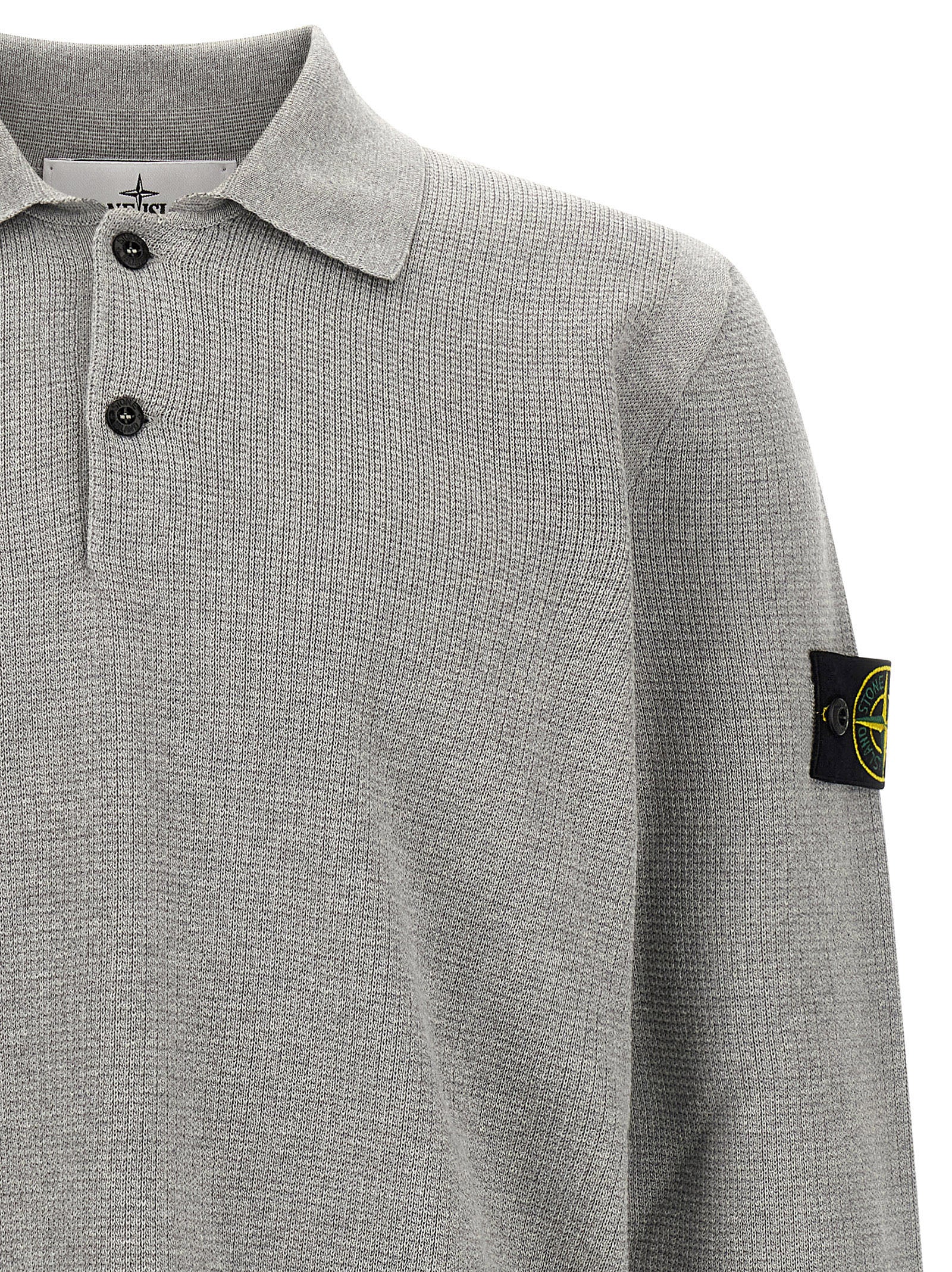 Polo Shirt by Stone Island for men in organic cotton gray & signature presents a crisp silhouette, artfully detailed with a crisp and crisp .