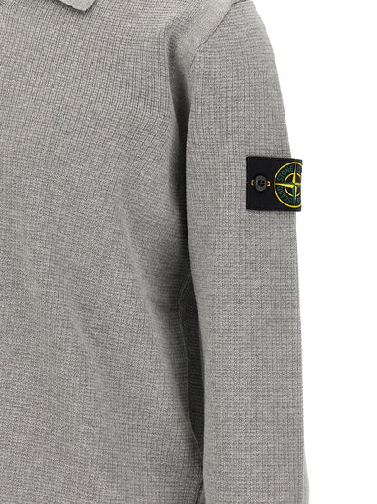 Polo Shirt by Stone Island for men in organic cotton gray & signature presents a distinguished silhouette, showcasing a sophisticated and distinguished for a truly distinguished finish.