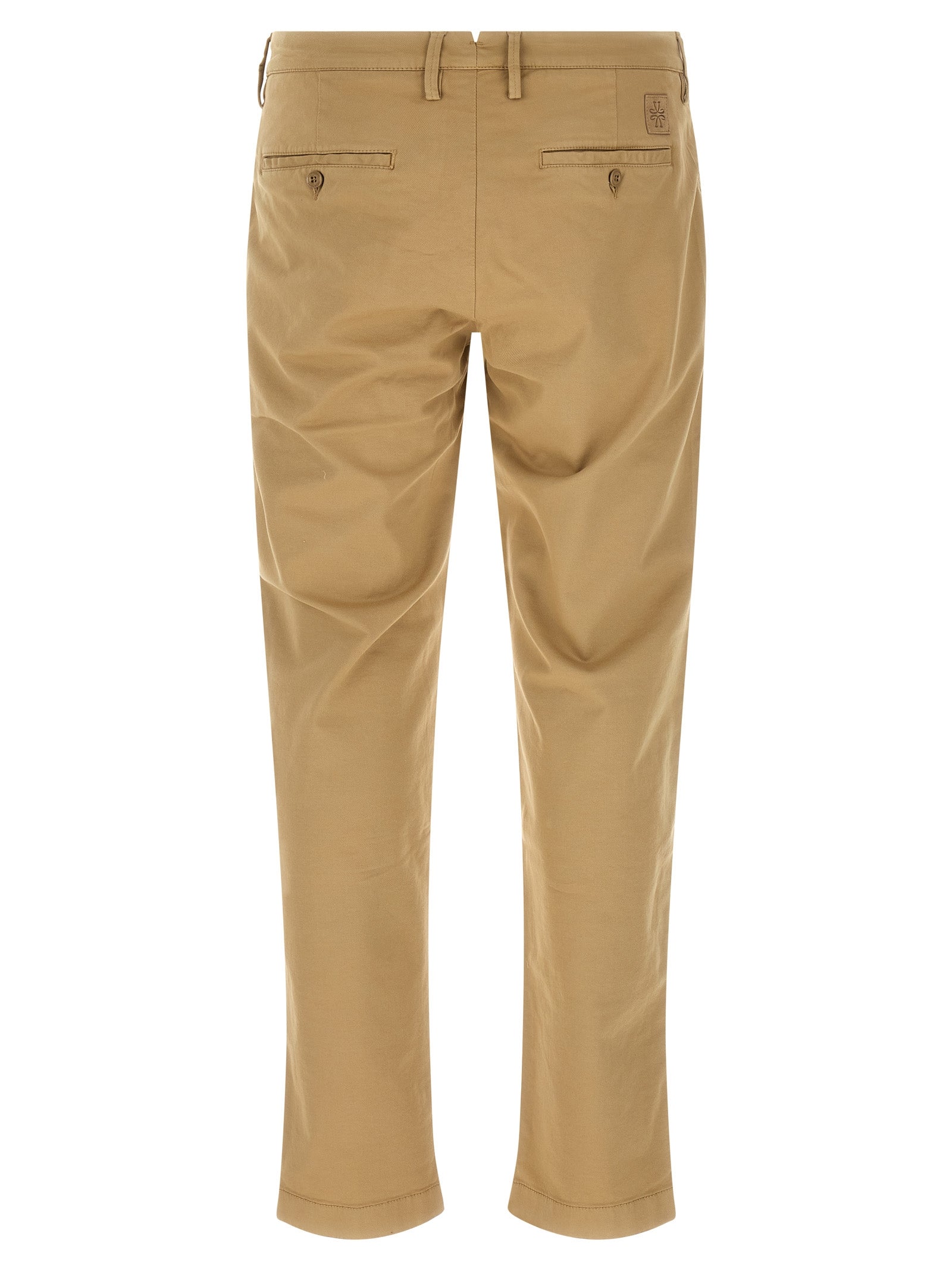 Chinos Pants by Jacob Cohen for men in stretch cotton & lyocell beige features an utilitarian-chic silhouette, showcasing a utilitarian-chic straight-leg with a long cut and low rise for a refined look.